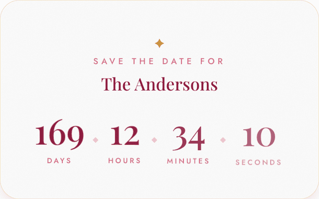 Custom eyebrow and heading text reading Save The Date For The Andersons