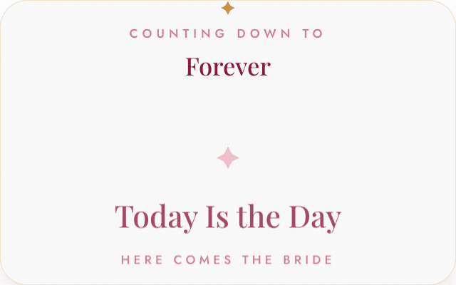 Classic theme celebration message shown on the wedding day itself