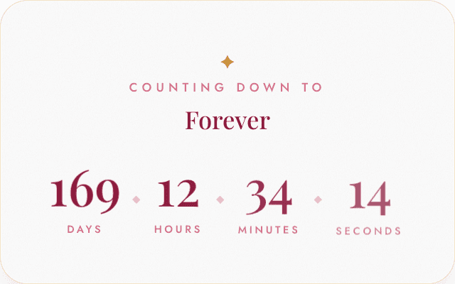 Classic theme showing an active countdown to a wedding date