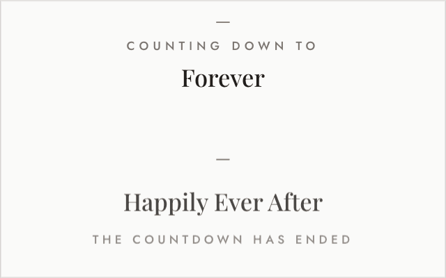 Gallery theme happily ever after message shown once the date has passed