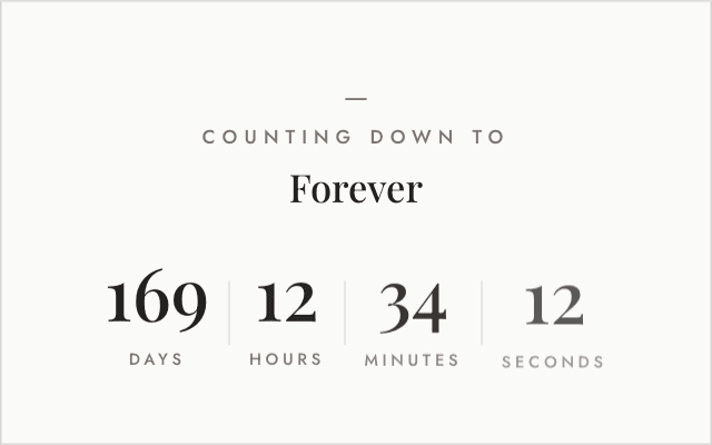 Gallery theme showing an active countdown to a wedding date